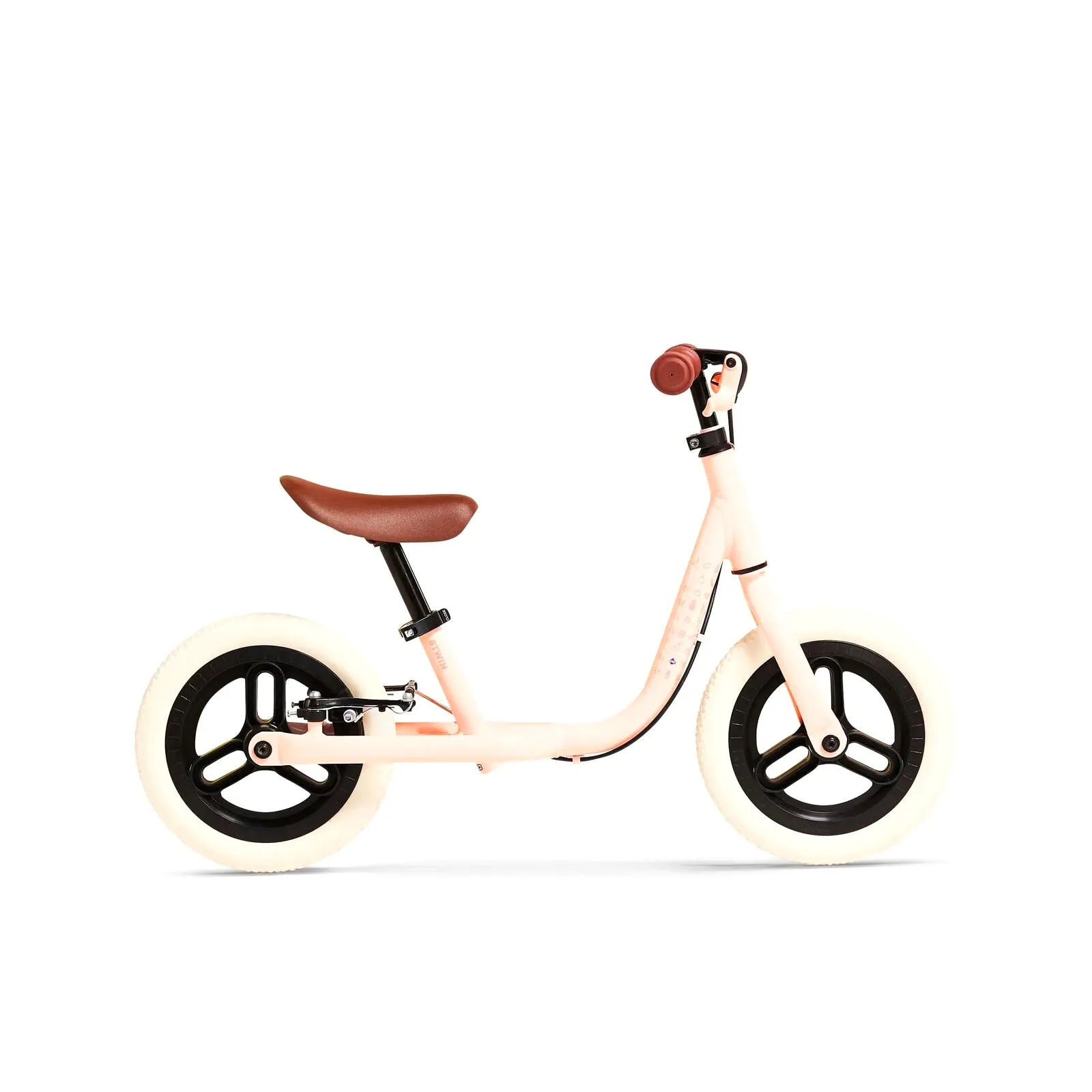 Btwin RUNRIDE 500 10-inch kids balance bike in pink and beige
